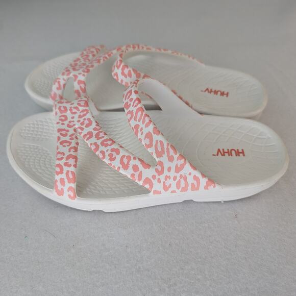 HUHV Women's Recovery Comfort Z Strap Slide - Rose Leopard Size 7 - Picture 4 of 7